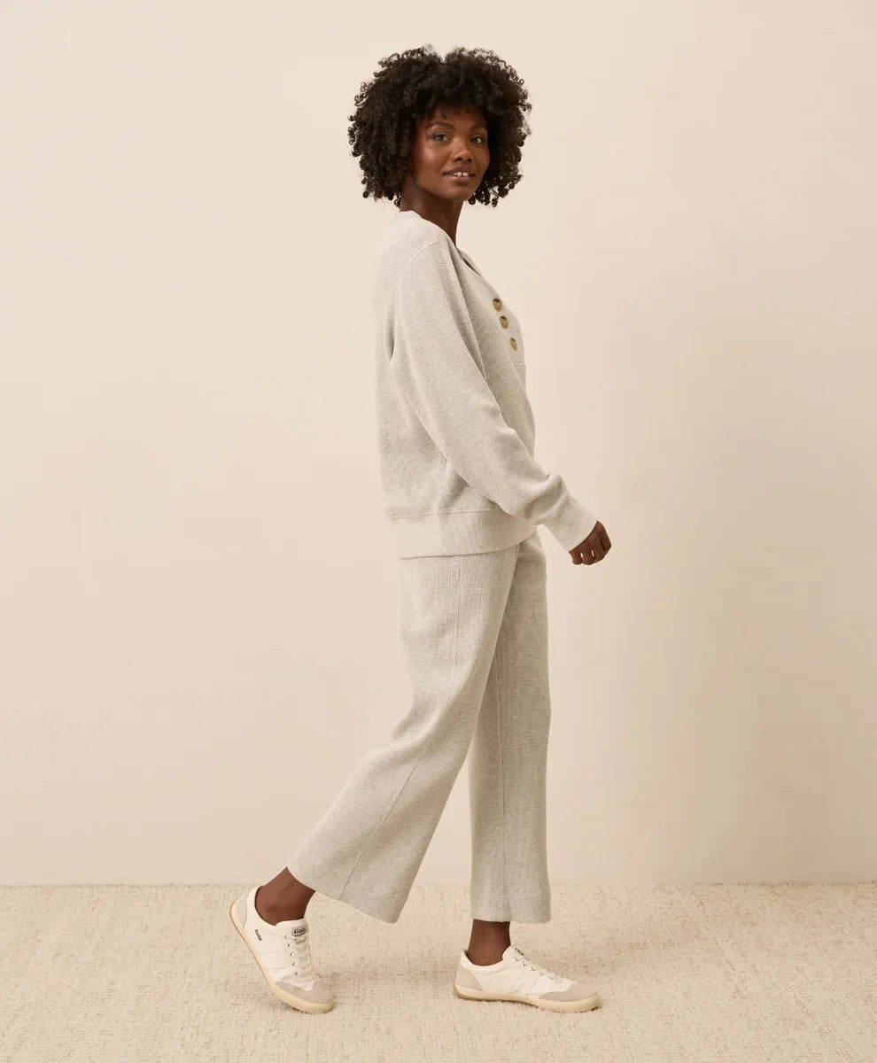 clearance thermal waffle wide leg pant