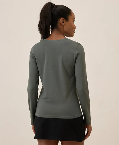 clearance luxe stretch jersey slim long sleeve tee