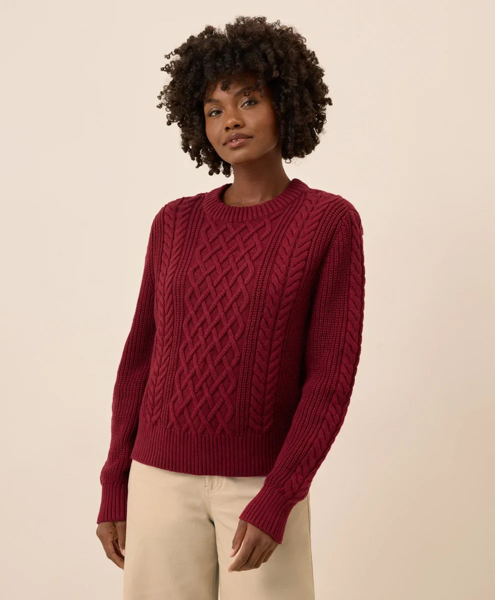 clearance luxe knit cable crew sweater