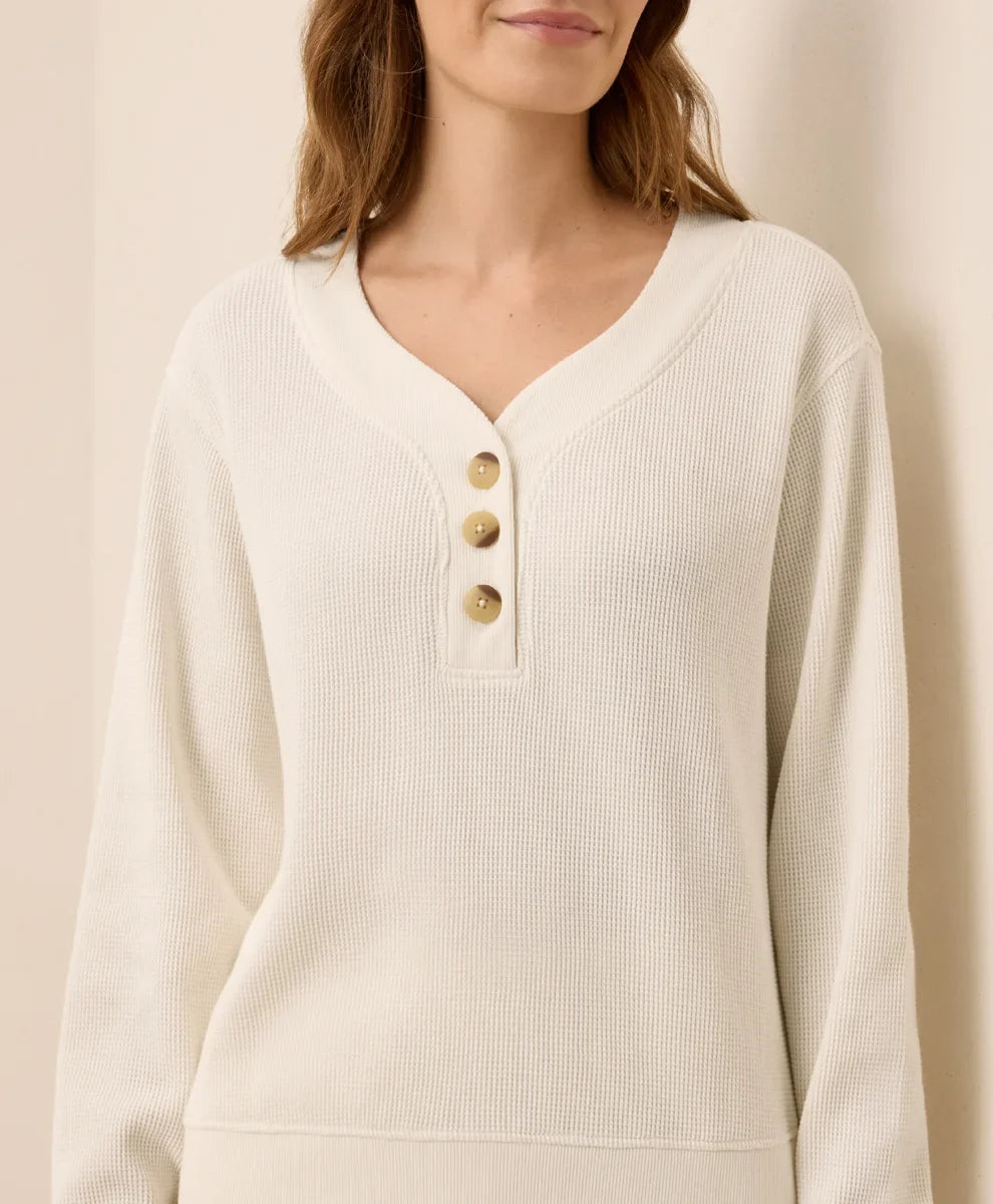 clearance thermal waffle henley pullover