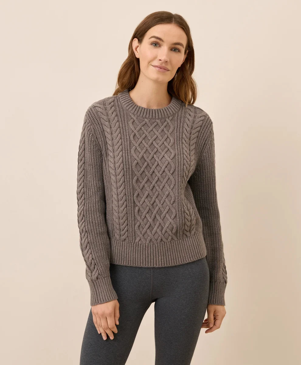 clearance luxe knit cable crew sweater