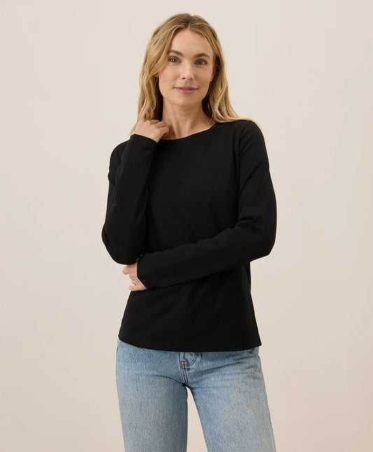 clearance luxe stretch jersey slim long sleeve tee