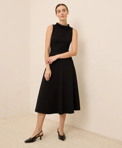 clearance fit & flare cowl neck dress