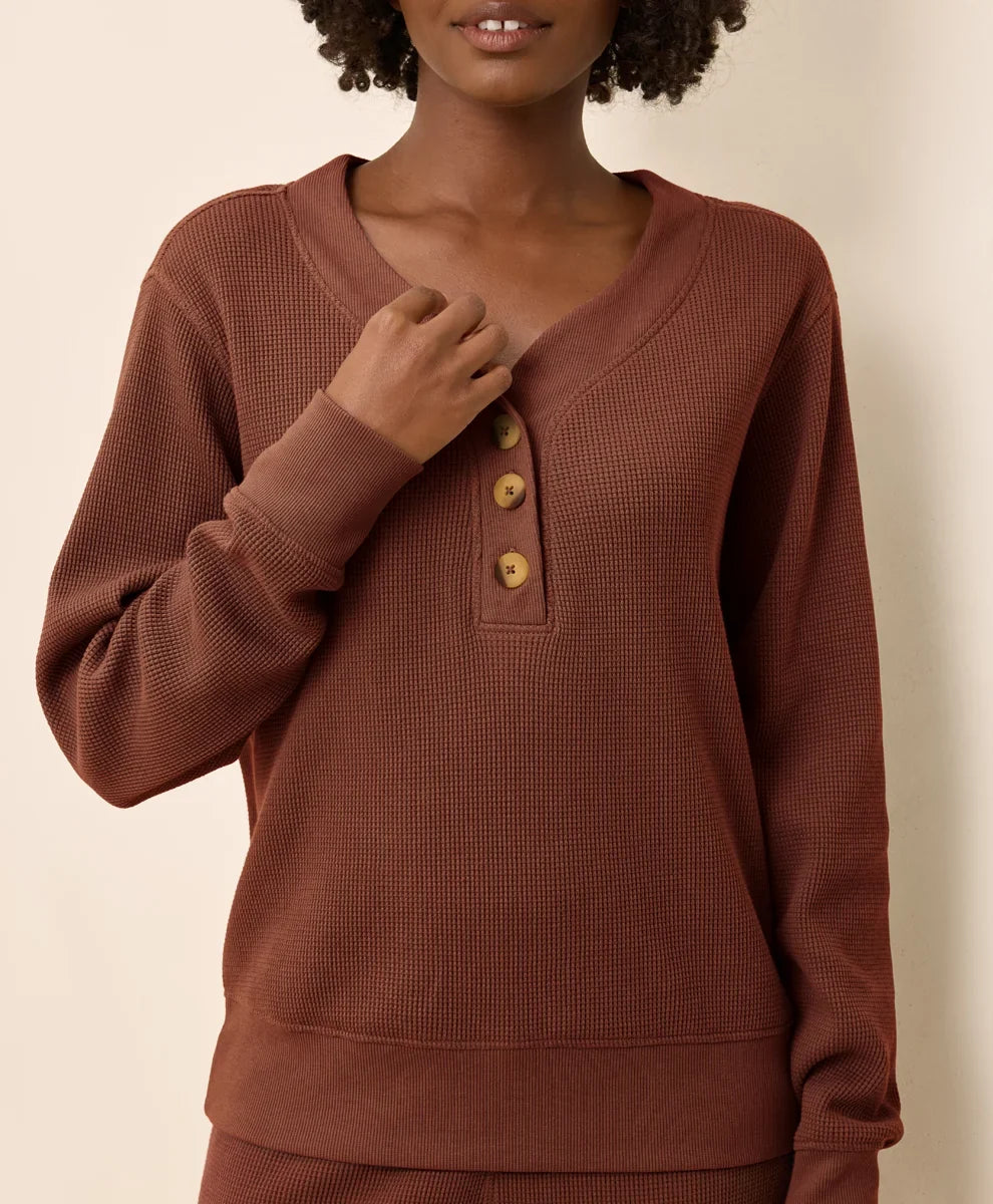 clearance thermal waffle henley pullover