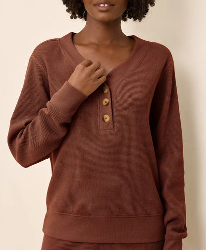 clearance thermal waffle henley pullover
