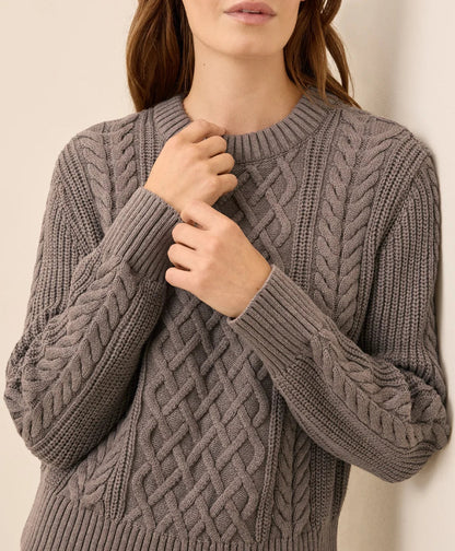 clearance luxe knit cable crew sweater