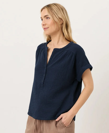 clearance coastal double gauze short sleeve popover