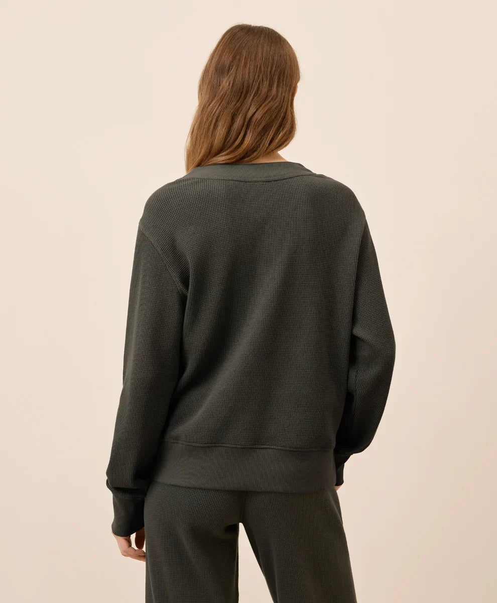 clearance thermal waffle henley pullover