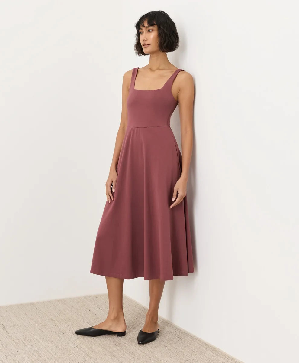 clearance fit & flare square neck dress