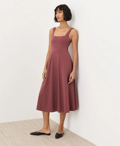 clearance fit & flare square neck dress