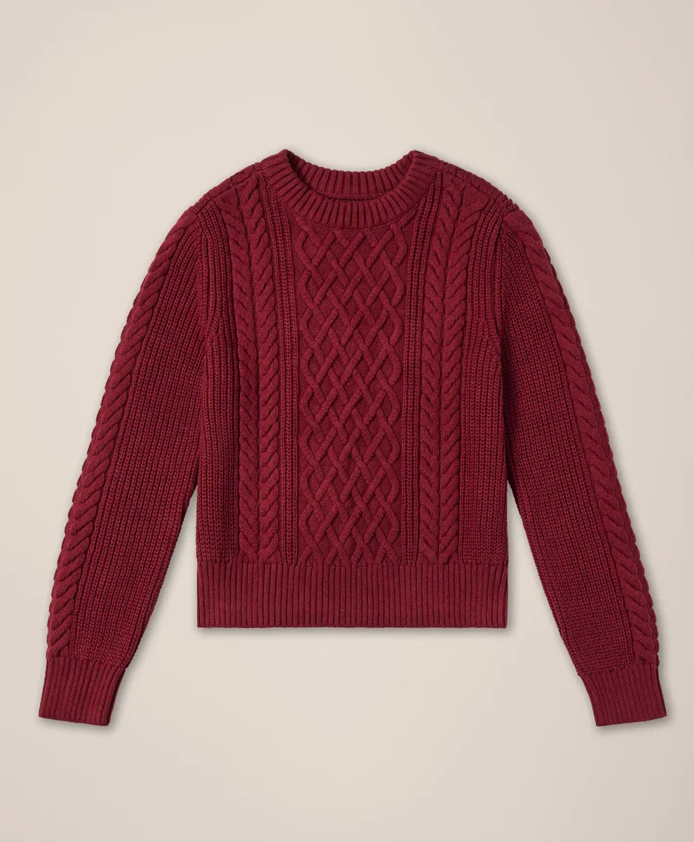 clearance luxe knit cable crew sweater