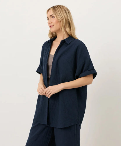 clearance coastal double gauze oversized shirt